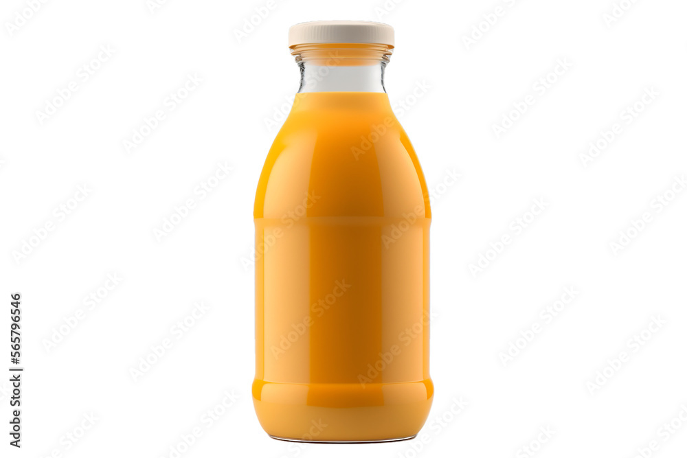 Orange juice in water bottle with generative ai technology Orange juice in water bottle with generative ai technology