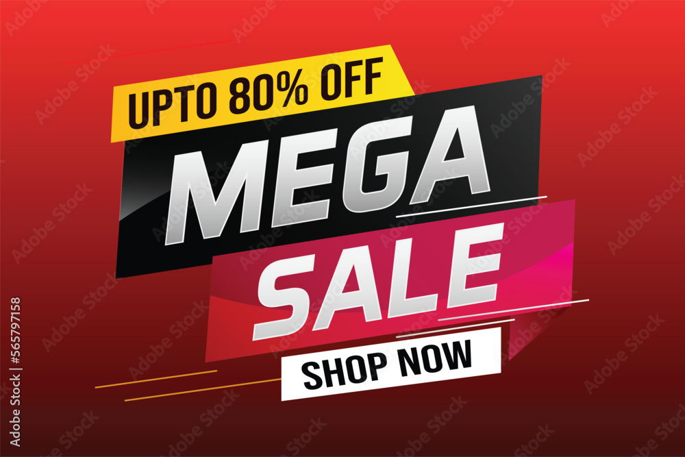 Obraz premium mega sale word concept vector illustration with lines and 3d style, landing page, template, ui, web, mobile app, poster, banner, flyer, background, gift card, coupon, label, wallpaper