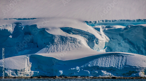 Thick layered blue ice sheet and glaciers