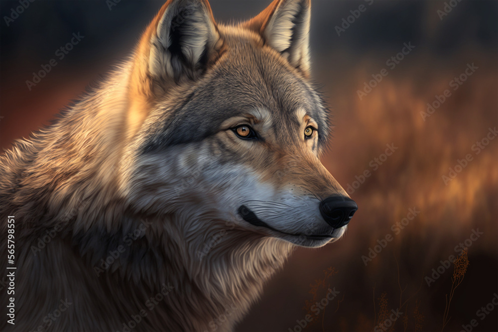Beautiful wolf in his prime (AI Generated)