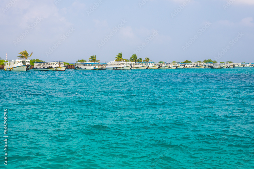 Boats in Male port on Maldives