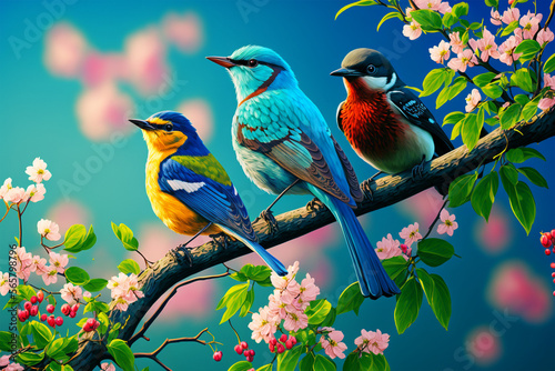 Cute little spring birds (AI Generated)