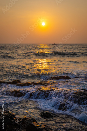 Setting sun on beach in Sri Lanka