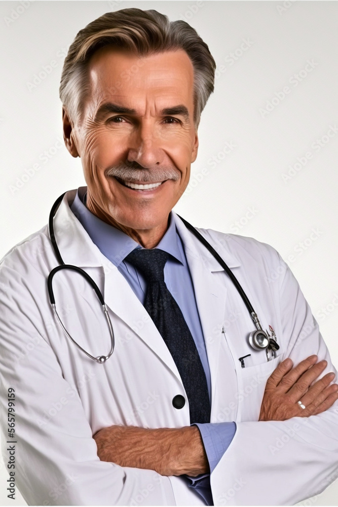 Fototapeta premium Portrait of a beautiful doctor in front of a screen (AI Generated)