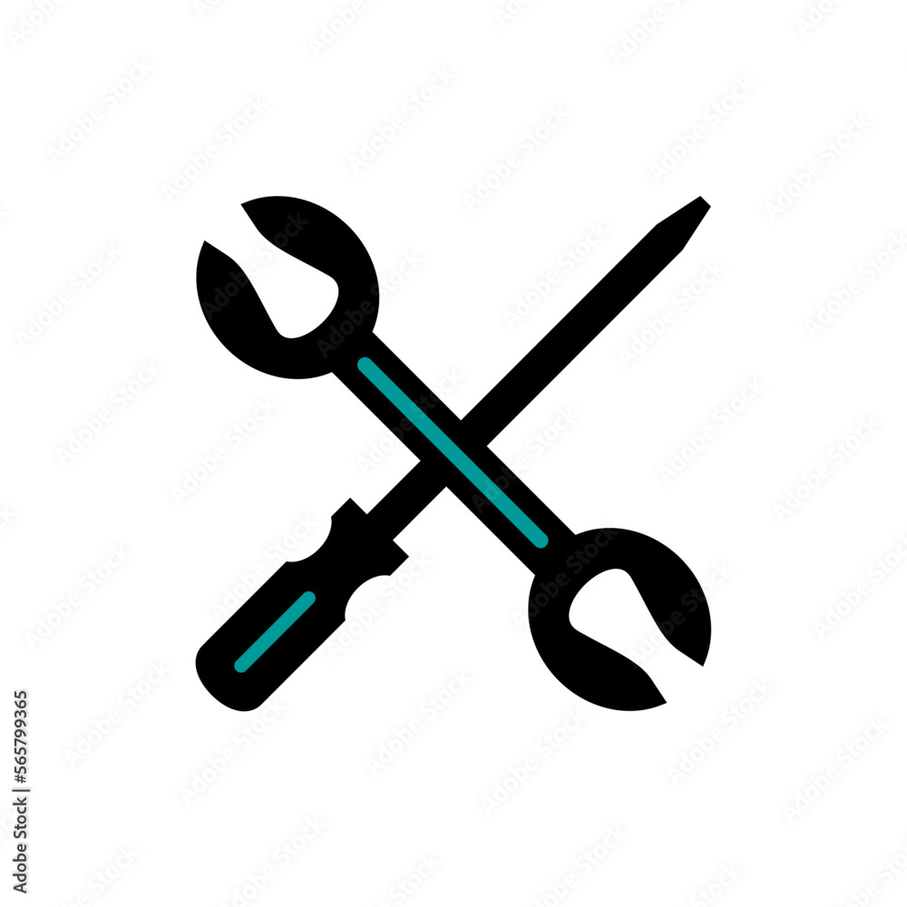 Screwdriver and Wrench icon vector. Repair icon. Tools icon symbol. Screwdriver and Wrench icon vector. Repair icon. Tools icon symbol.
