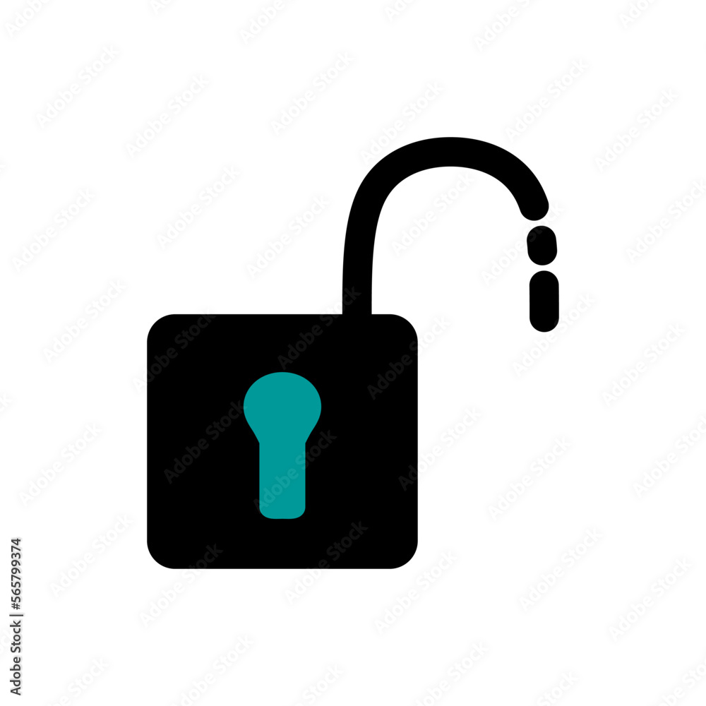 Padlock icon unlock symbol vector icon. Open padlock icon. Turquoise color. Padlock icon unlock symbol vector icon. Open padlock icon. Turquoise color.