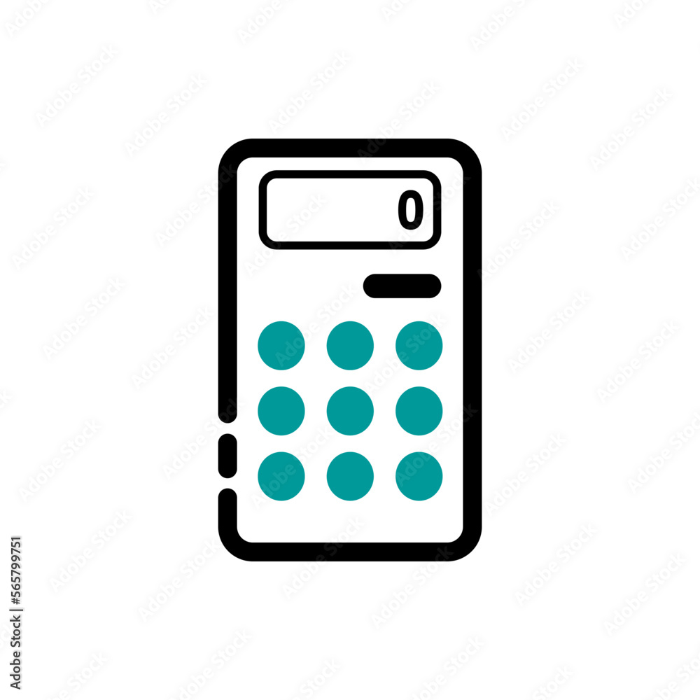 Calculator icon vector. Savings, finances sign isolated on white, economy concept. Turquoise color.