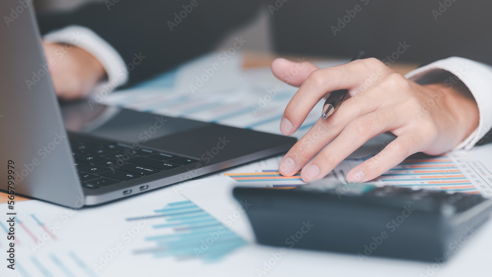 Business people read business statistics chart reports, to analyze and improve corporate strategy, manage financial and marketing documents, update annual budget accounts, company growth data..