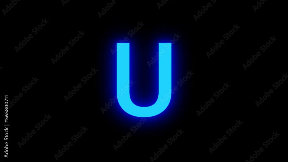 Letter U Glow Light Neon Blue Animation Letter U Glow Light Neon Blue Animation