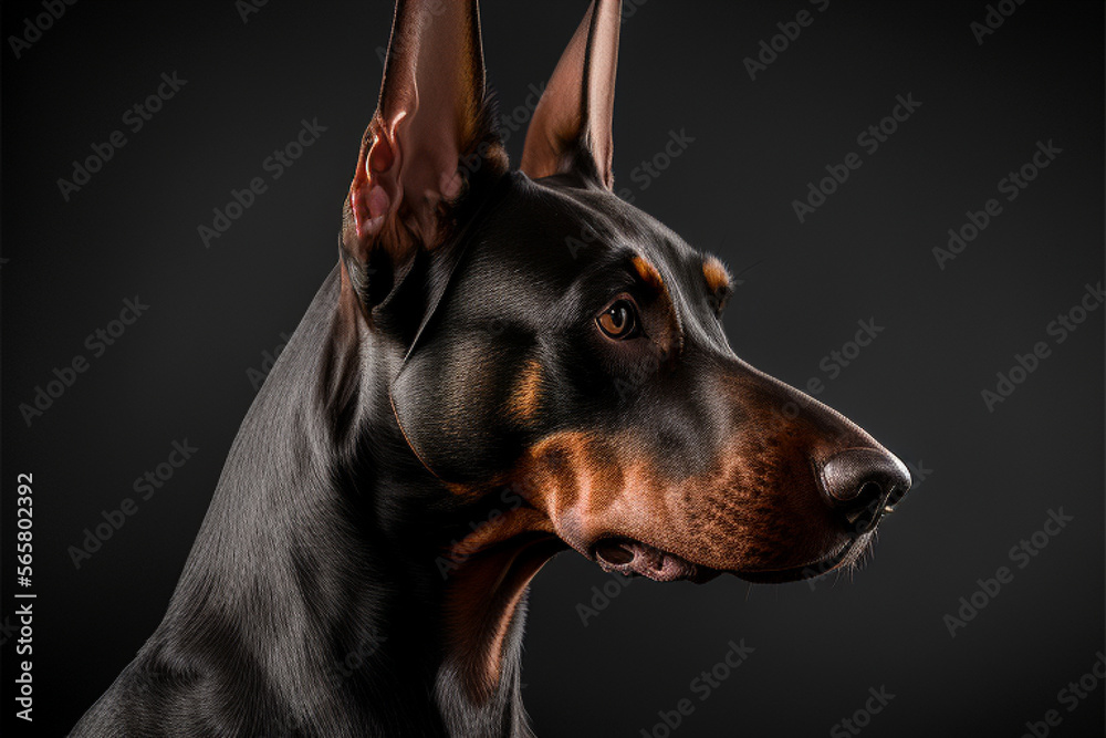 Portrait Doberman Studio. Generative Ai. Portrait Doberman Studio. Generative Ai.