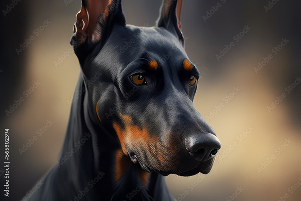 Digital Painting eines Doberman. Generative Ai.