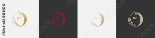letter o beauty logo with flourish ornament