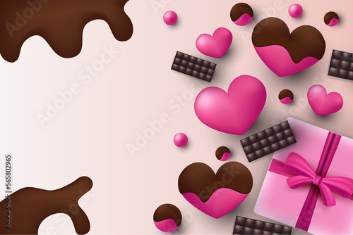 Valentine's Day Background, 14 February, Chocolate, heart, love, affection