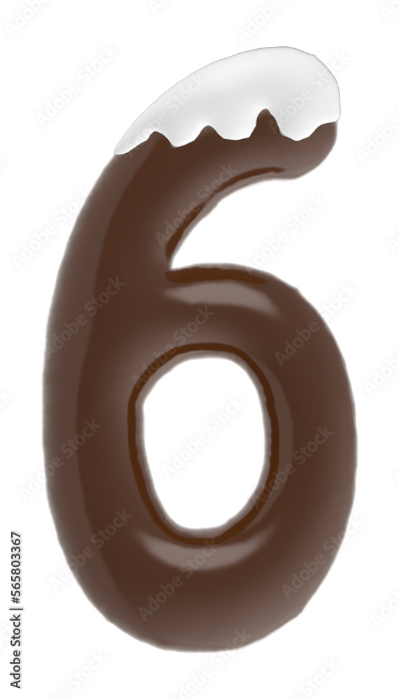 number 6 chocolate font with cream on top number 6 chocolate font with cream on top