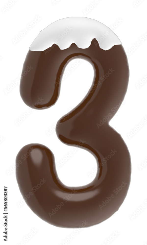 number 3 chocolate font with cream on top number 3 chocolate font with cream on top