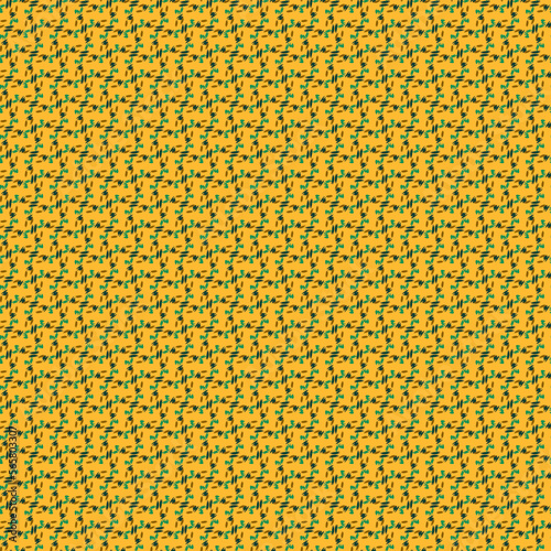 Geometric mosaic trendy fabric pattern Abstract multicolor doodle motifs on yellow background
