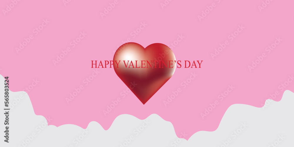 Valentine's Day composition with hearts. Vector illustration for website, posters, ads on white background.