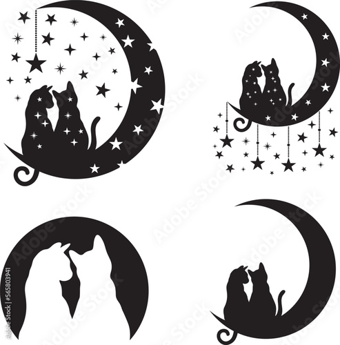 Moon Cat On White Background