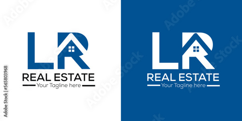 Abstract initial letter LR real estate logo photo