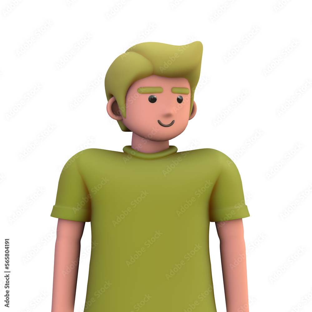 3D ILLUSTRATION RENDERING. PORTRAIT SMILLING MAN CUTE CARTOON CHARACTER YOUNG MALE MODEL STANDING ON ISOLATED WHITE BACKGROUND. MINIMAL SOCIAL MEDIA AVATAR PEOPLE PROFILE PICTURE DESIGN. 3D ILLUSTRATION RENDERING. PORTRAIT SMILLING MAN CUTE CARTOON CHARACTER YOUNG MALE MODEL STANDING ON ISOLATED WHITE BACKGROUND. MINIMAL SOCIAL MEDIA AVATAR PEOPLE PROFILE PICTURE DESIGN.