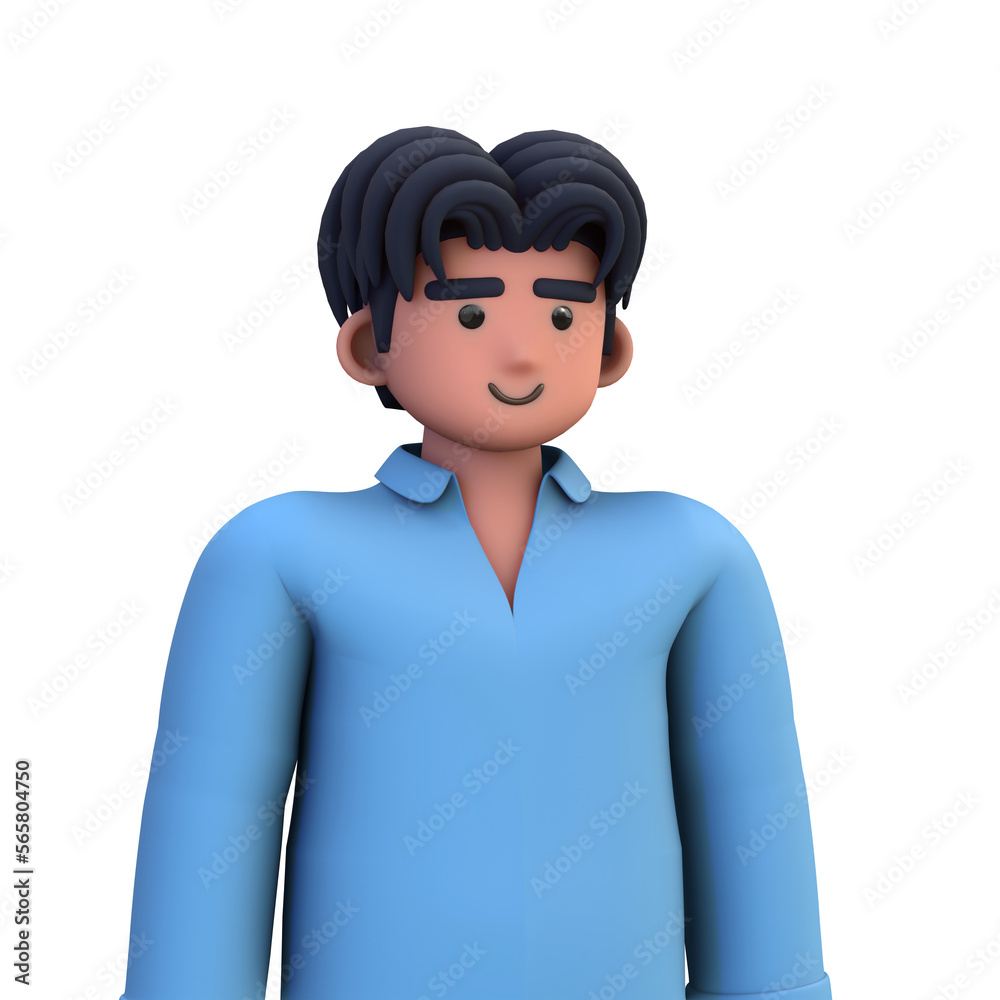 3D ILLUSTRATION RENDERING. PORTRAIT SMILLING MAN CUTE CARTOON CHARACTER YOUNG MALE MODEL STANDING ON ISOLATED WHITE BACKGROUND. MINIMAL SOCIAL MEDIA AVATAR PEOPLE PROFILE PICTURE DESIGN. 3D ILLUSTRATION RENDERING. PORTRAIT SMILLING MAN CUTE CARTOON CHARACTER YOUNG MALE MODEL STANDING ON ISOLATED WHITE BACKGROUND. MINIMAL SOCIAL MEDIA AVATAR PEOPLE PROFILE PICTURE DESIGN.