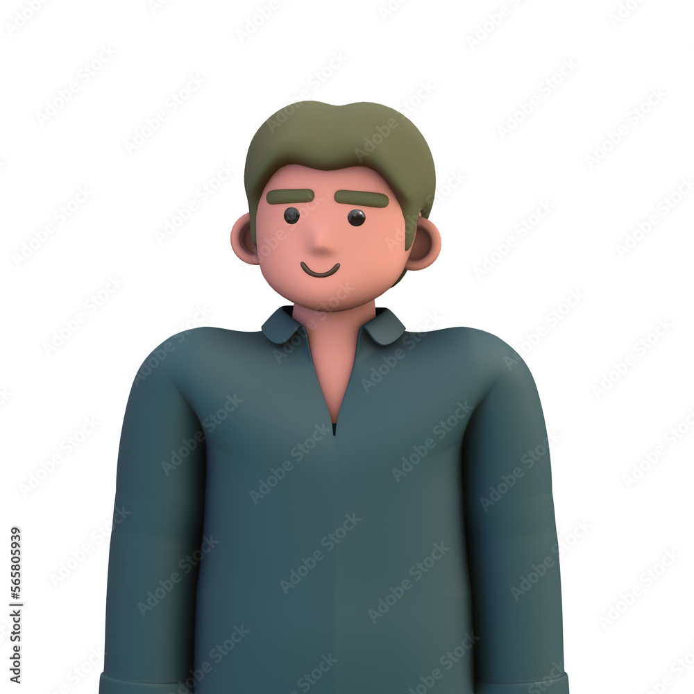 3D ILLUSTRATION RENDERING. PORTRAIT SMILLING MAN CUTE CARTOON CHARACTER YOUNG MALE MODEL STANDING ON ISOLATED WHITE BACKGROUND. MINIMAL SOCIAL MEDIA AVATAR PEOPLE PROFILE PICTURE DESIGN. 3D ILLUSTRATION RENDERING. PORTRAIT SMILLING MAN CUTE CARTOON CHARACTER YOUNG MALE MODEL STANDING ON ISOLATED WHITE BACKGROUND. MINIMAL SOCIAL MEDIA AVATAR PEOPLE PROFILE PICTURE DESIGN.