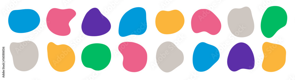 Abstract dynamic fluid simple shape design vector set. Liquid blob forms elements illustration. Pink and blue colors. Abstract dynamic fluid simple shape design vector set. Liquid blob forms elements illustration. Pink and blue colors.