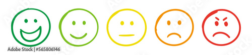 Emoji face icons design collection. Hand drawn good and bad mood expression symbol.