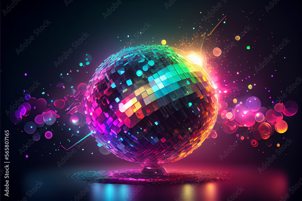 Dance disco party neon party place illustration. AI Stock Illustration
