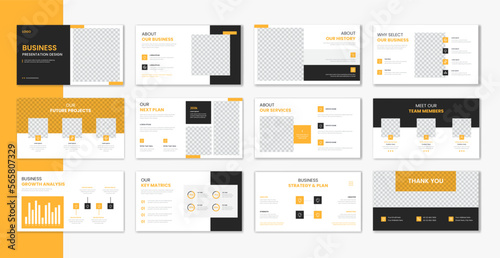 Corporate template presentation design , business presentation slideshow for brochure, company profile, website report, finance, document, power point, shapes, professional, minimal presentation photo