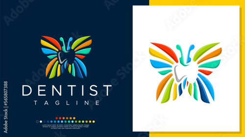 Butterfly dental logo design template.