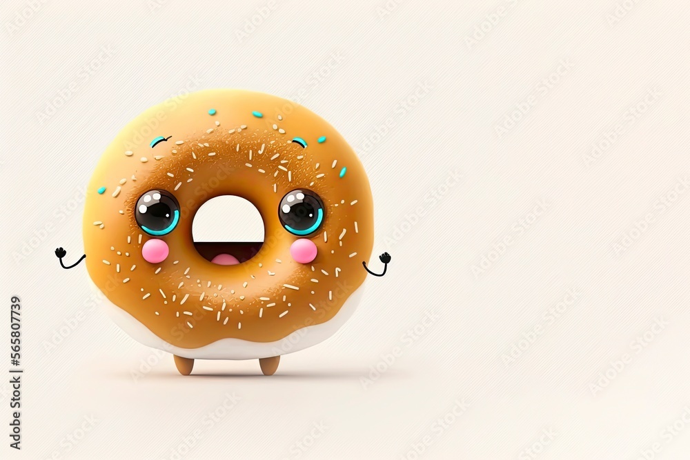 Cute donuts. Vector illustration of cute cartoon donut. Funny donut ...