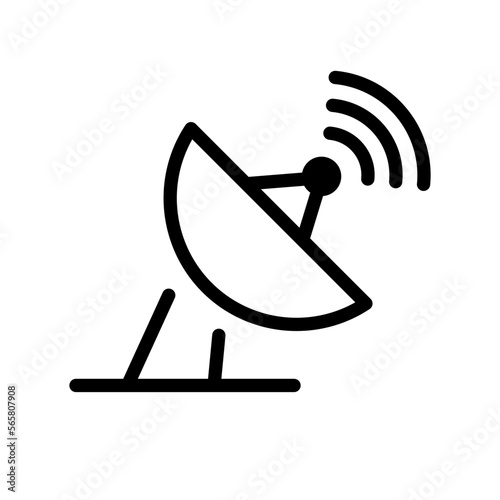 Simple parabolic antenna and radio wave icon. Vector.