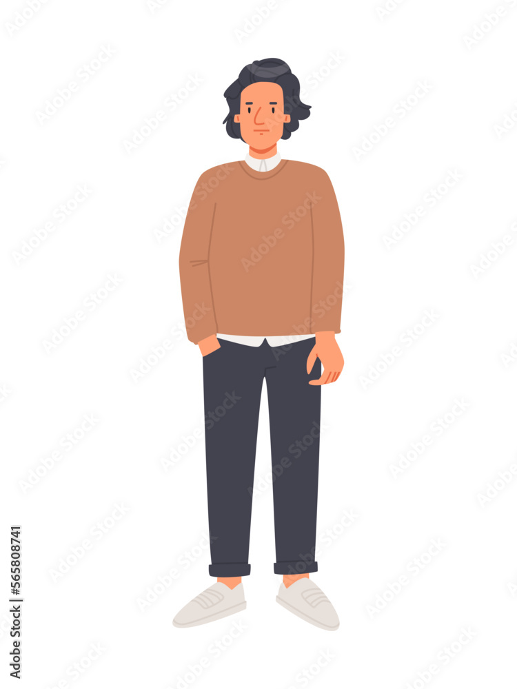 Handsome fashionable young man over isolated background. Guy posing, street style, full length. Vector illustration Handsome fashionable young man over isolated background. Guy posing, street style, full length. Vector illustration