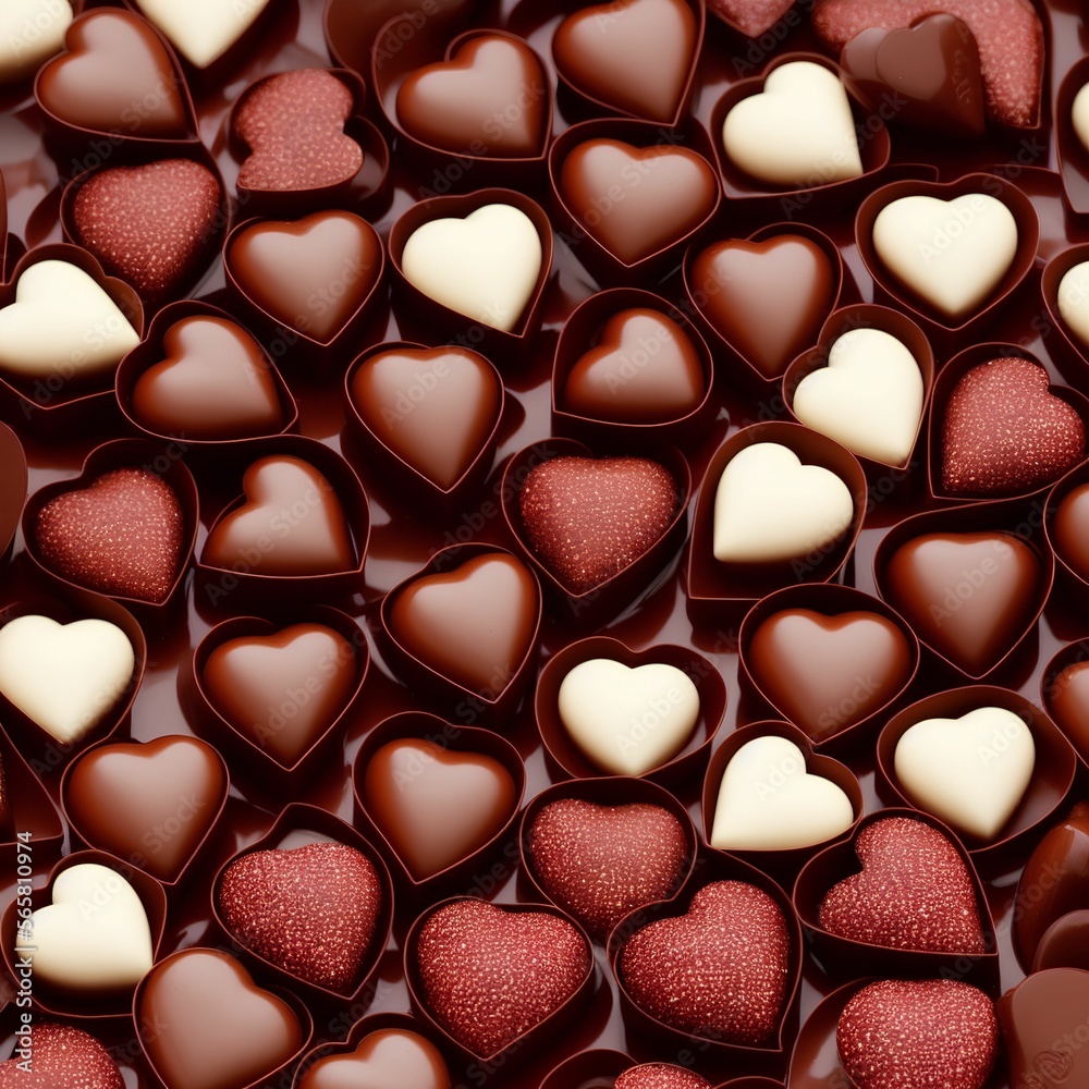 Fototapeta premium Des chocolats en forme de coeur pour la Saint-Valentin