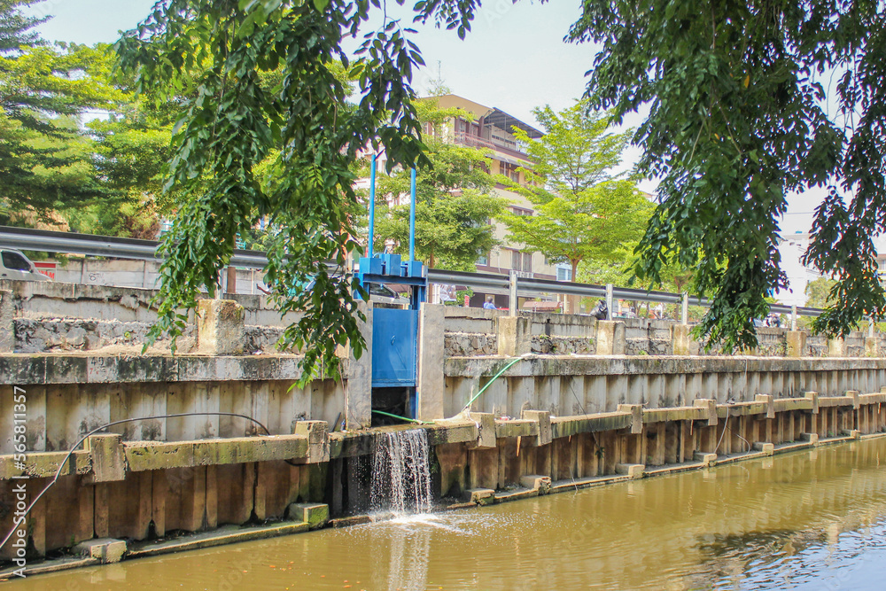 portrait of pulluted river bacause of industrial waste and household waste portrait of pulluted river bacause of industrial waste and household waste