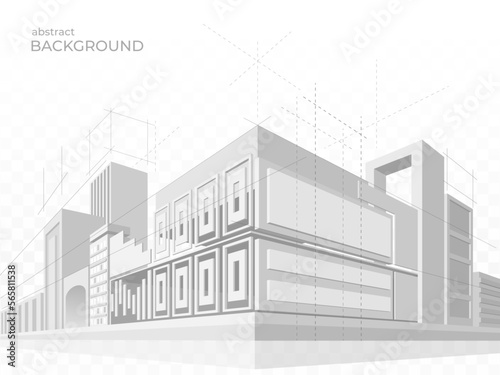 Architecture buildings. Abstract city blueprint. Outline sketch architect plan. Perspective of architectural project. House structure planning. Construction draft. Vector design background