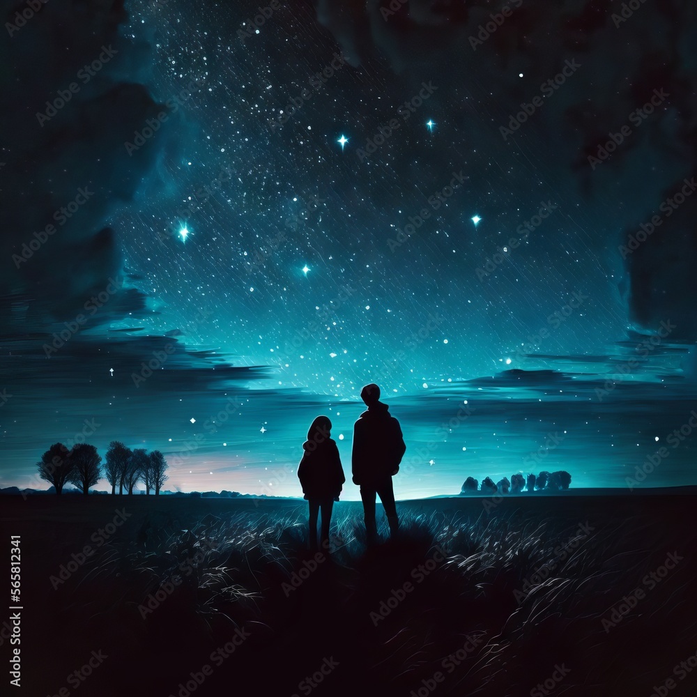 Fototapeta premium couple in the night Generative AI