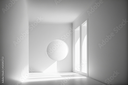 Abstract geometric background. Minimalistic black and white background for business presentation. Light and shadow concept. Modern surface texture. Post-processed digital AI art
