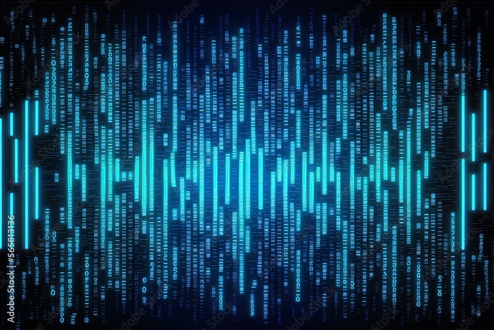 Seamless abstract binary code computer programming, big data or cyber concept background. Glowing digital signboard backdrop pattern with flowing zeros and ones in high tech neon blue light streaks Seamless abstract binary code computer programming, big data or cyber concept background. Glowing digital signboard backdrop pattern with flowing zeros and ones in high tech neon blue light streaks