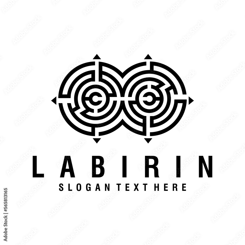 labirin line logo design vector