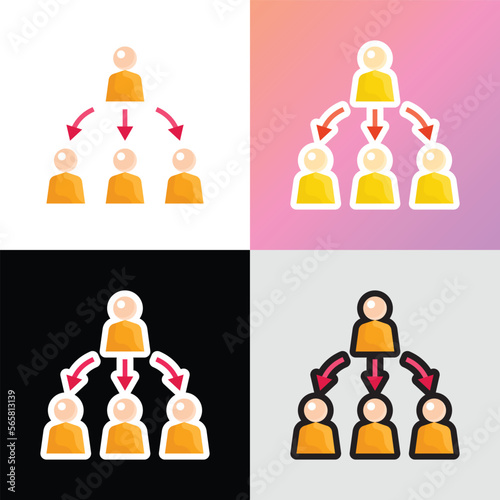 Delegate flat icon. Boss and employees. Corporate staff. Business relationship. Modern vector illustration.