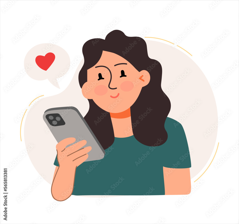 A woman communicates by phone in correspondence. The concept of a business idea, startup, organization, brainstorming, problem solving. Vector illustration flat isolated A woman communicates by phone in correspondence. The concept of a business idea, startup, organization, brainstorming, problem solving. Vector illustration flat isolated