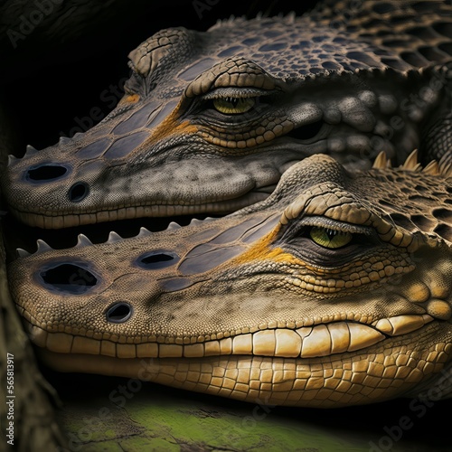 Valentine's Day Loving Cuddling Alligator Couple (generative AI) © Get Stock
