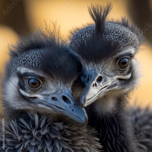 Valentine's Day Loving Cuddling Emu Couple (generative AI)