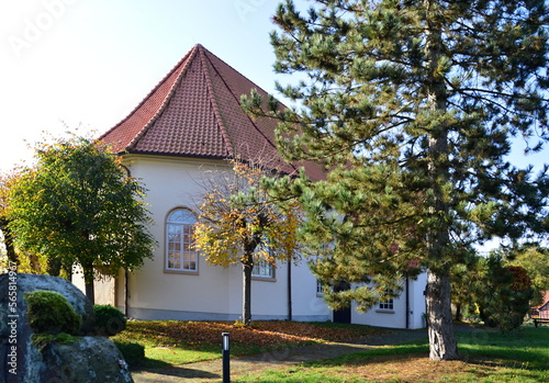 Historical Church in Autumn in the Village Düshorn, Walsrode, Lower Saxony