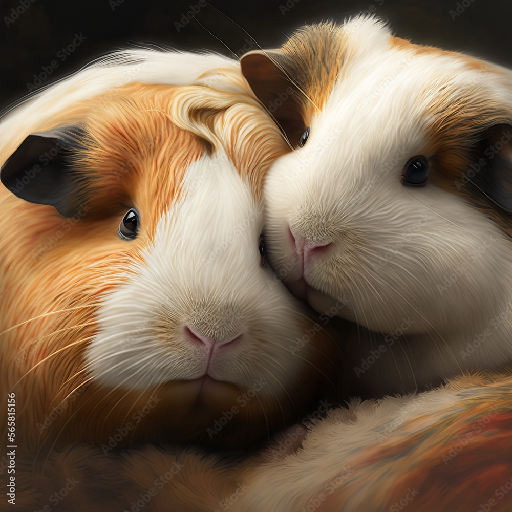 Valentine's Day Loving Cuddling Guinea Pig Couple (generative AI) Valentine's Day Loving Cuddling Guinea Pig Couple (generative AI)