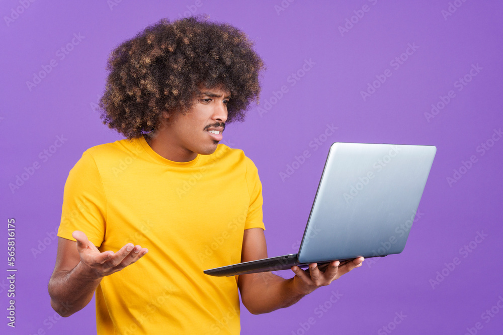 African man with a problem with a laptop African man with a problem with a laptop