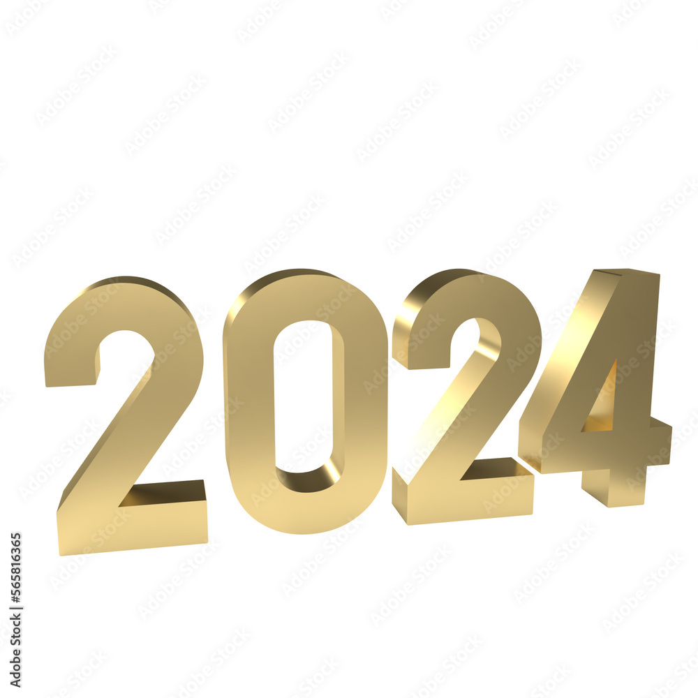 The gold number 2024 for new year concept 3d rendering. The gold number 2024 for new year concept 3d rendering.