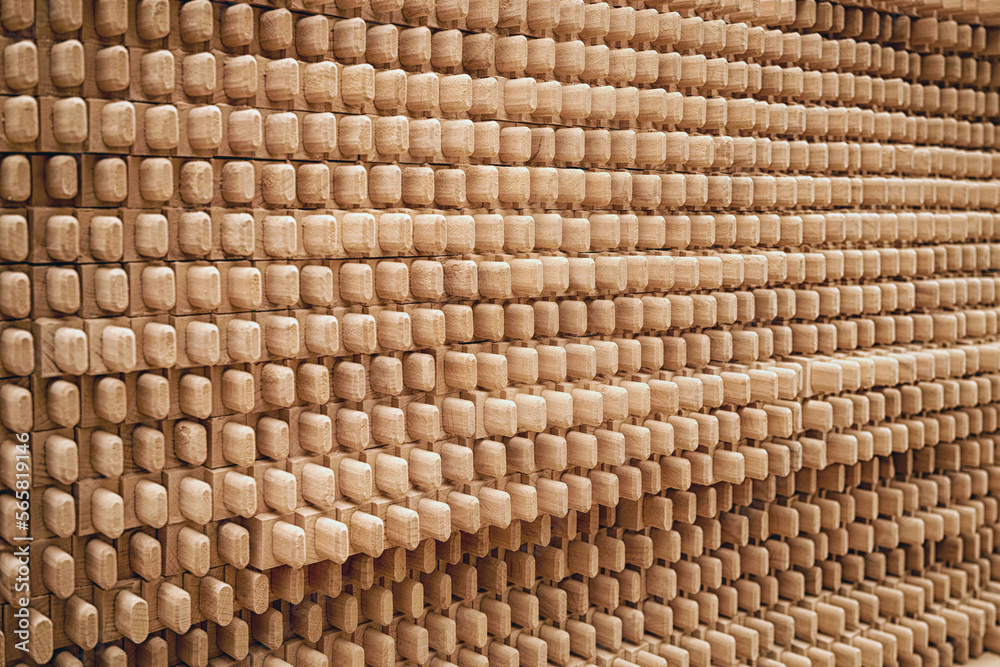 A lot of wooden parts for the production of chairs. Selective focus. A lot of wooden parts for the production of chairs. Selective focus.